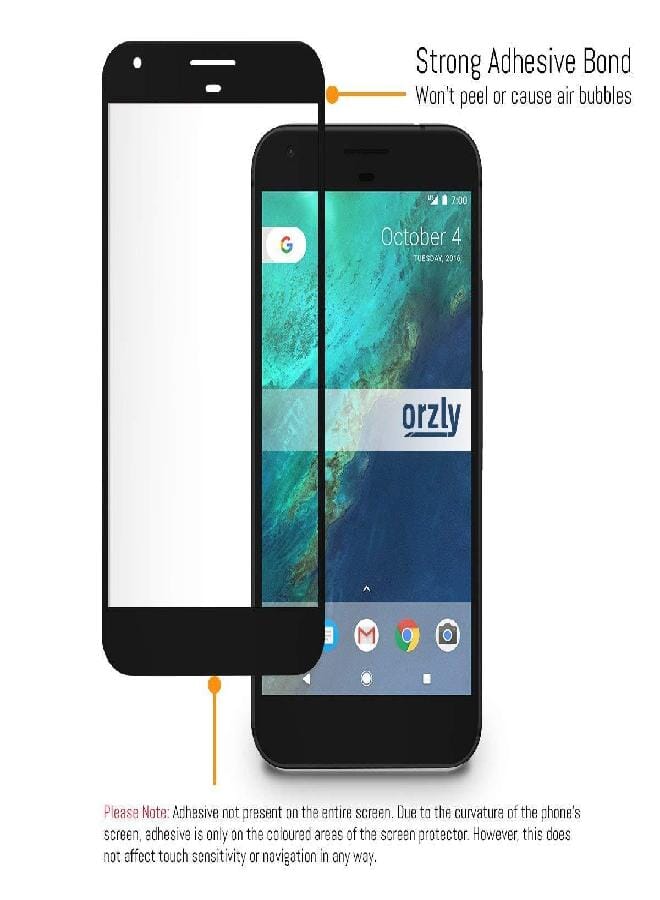 Orzly Google Pixel screen Protector, Orzly 2.5D Pro-Fit Tempered Glass screen Protector for Google Pixel Phone (5 inch model - 2016) - Transparent with CHARCOAL BLACK Rim - Image 3